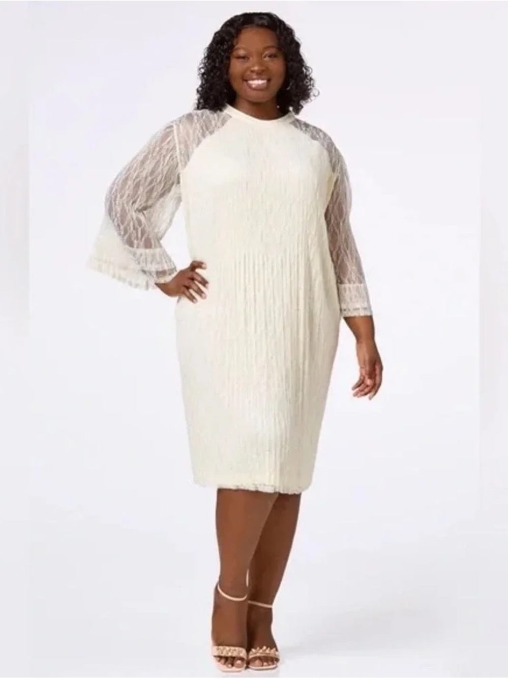Cato | PLUS SIZE LACE MOCK NECK DRESS JUTE SIZE 14/16